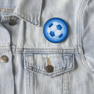 Blue Soccer Ball 6 Cm Round Badge