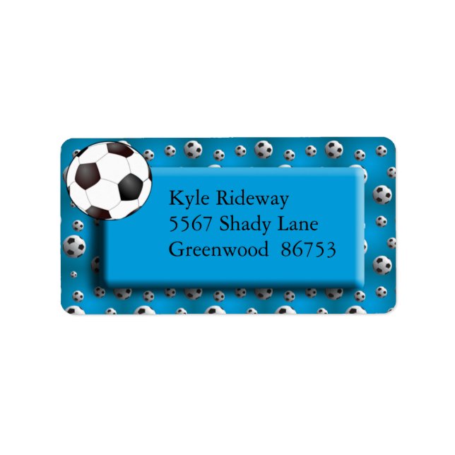Blue Soccer Ball Address Label (Front)