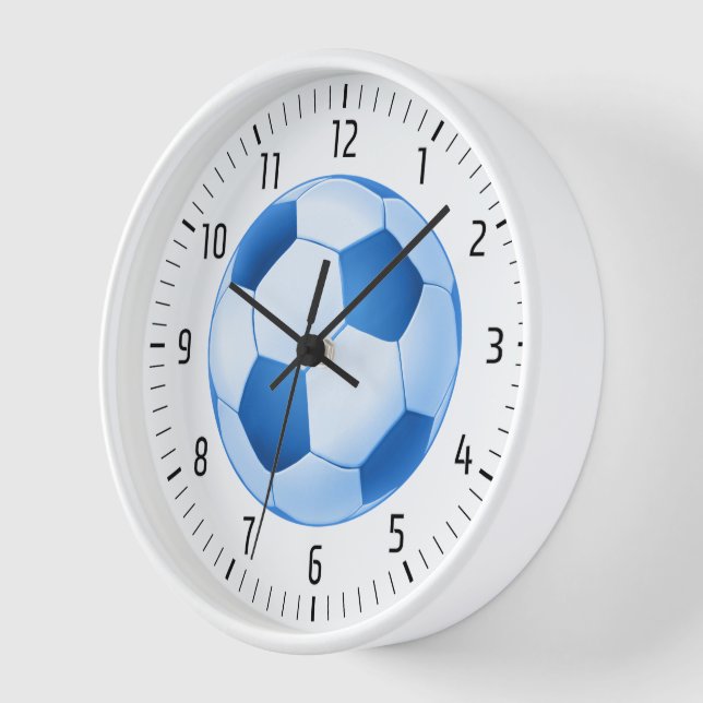 Blue Soccer Ball Clock (Angle)
