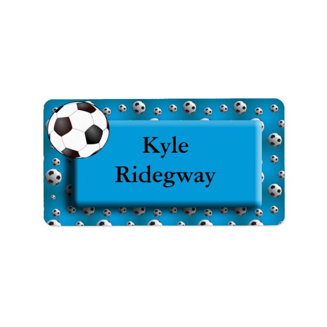 Blue Soccer Ball Name Label (Front)