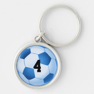 Blue Soccer Ball Your Lucky Number Key Ring