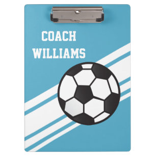 Blue Soccer Coach Personalised Clipboard