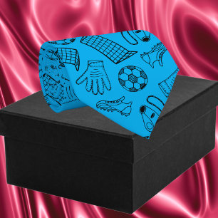 Blue Soccer Equipment Pattern Tie