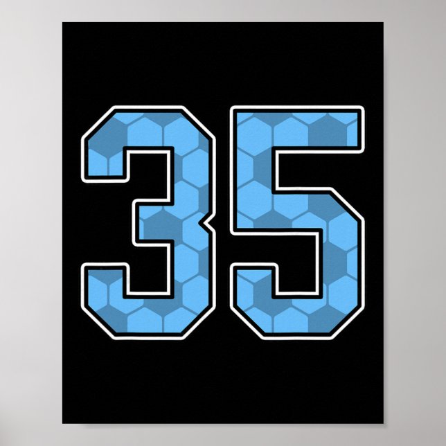 Blue Soccer Pattern Number 35 Jersey Player Unifor Poster (Front)