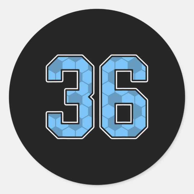 Blue Soccer Pattern Number 36 Jersey Player Unifor Classic Round Sticker (Front)