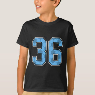 Blue Soccer Pattern Number 36 Jersey Player Unifor T-Shirt