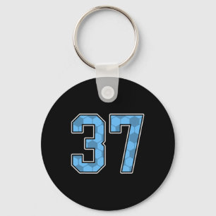Blue Soccer Pattern Number 37 Jersey Player Unifor Key Ring