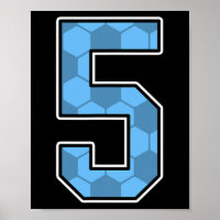 Blue Soccer Pattern Number 5 Jersey Player Uniform
