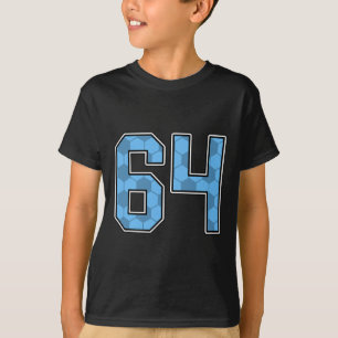 Blue Soccer Pattern Number 64 Jersey Player Unifor T-Shirt