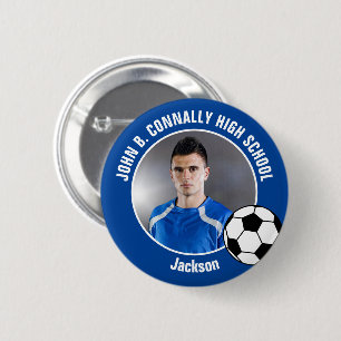 Blue Soccer Player Photo High School Spirit 6 Cm Round Badge