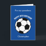 Blue Soccer Sport 16th Birthday Card<br><div class="desc">A blue personalised soccer 16th birthday card for son, grandson, godson, etc. You will be able to easily personalise the front of this soccer sport birthday card with his name. The inside card message and the back of the card can also be edited. This personalised soccer 16th birthday card would...</div>