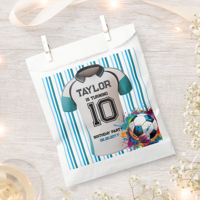  blue soccer Sports Boy Jersey Kids Birthday Party Favour Bags (Clipped)