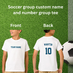 Blue Soccer team name number custom group T-Shirt