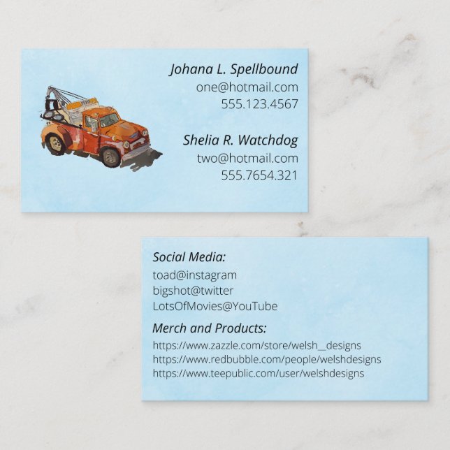 Blue Social introduction calling card-wrecker Business Card (Front/Back)