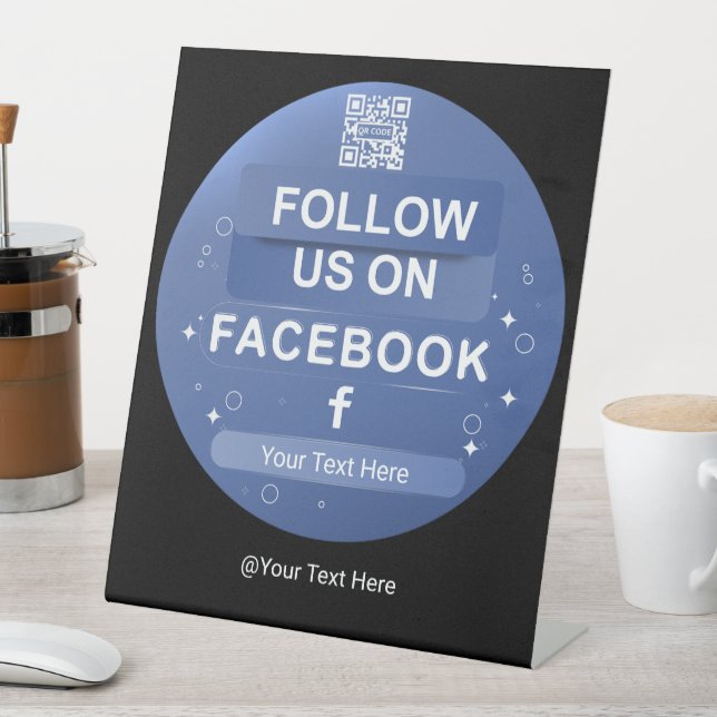 Blue Social Media Facebook QR Code Follow Us Sign (In SItu)