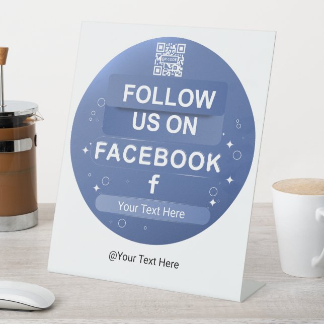 Blue Social Media Facebook QR Code Follow Us Sign (In SItu)