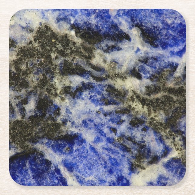Blue Sodalite Square Paper Coaster (Front)