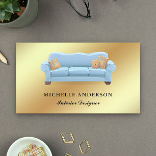 Blue Sofa Furniture Store Interior Designer Business Card