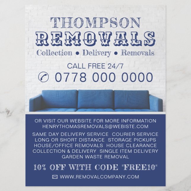 Blue Sofa, Removal Company Advertising Flyer (Front)