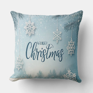 Blue Soft & Calm Christmas Snow Crystal Design- Cushion