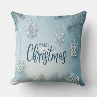 Blue Soft & Calm Christmas Snow Crystal Design- Cushion