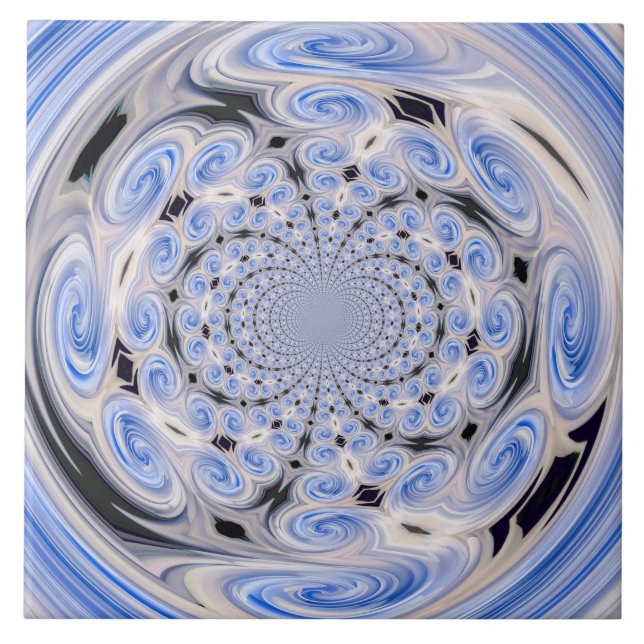 Blue Soft Cloud Swirls Tile (Front)