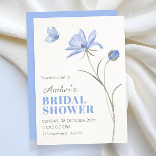 Blue soft flower birthday invitation