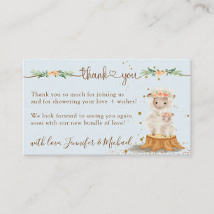 Blue Soft Lamb Sheep Baby Shower Thank You Enclosure Card