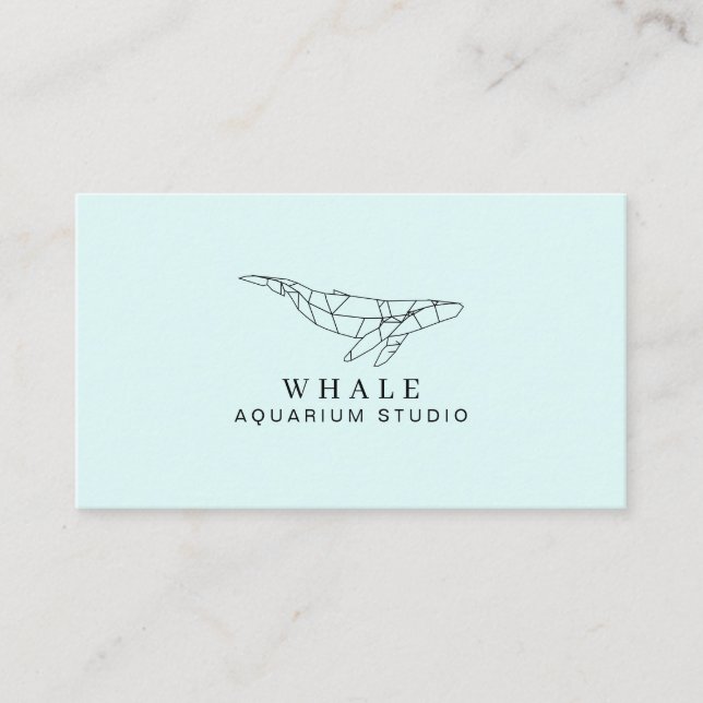 Blue Soft Low Poly Aquarium Fish Whale Business Card (Front)