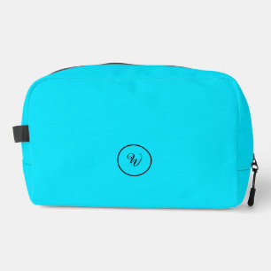 Blue solid colour neon monogram modern trendy dopp kit