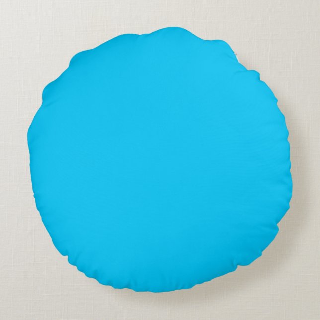 Blue solid plain colour round cushion (Back)