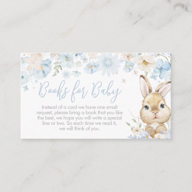 Blue Somebunny Rabbit Baby Shower Books for Baby Enclosure Card (Front)
