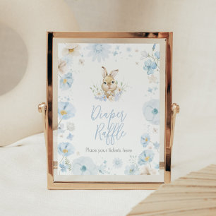 Blue Somebunny Rabbit Baby Shower Diaper Raffle Poster