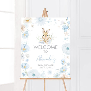 Blue Somebunny Rabbit Baby Shower Welcome Poster