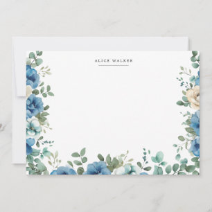 Blue Sonata Garden Floral Stationery Note Card