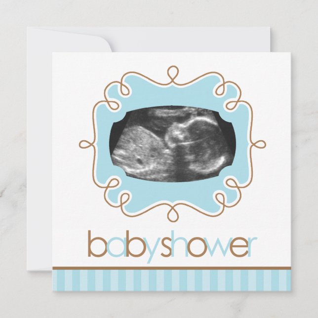 Blue Sonogram Baby Shower Invitation (Front)