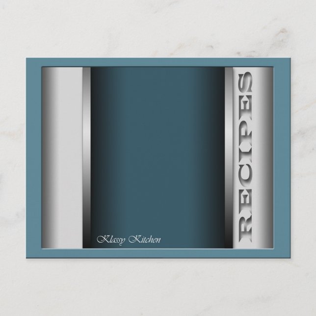 Blue Sophisticated Recipe Cards (Front)