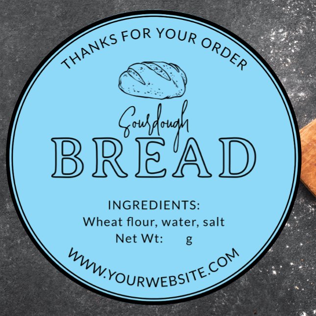 Blue Sourdough Bread Bakery Thank You Sticker (Creator Uploaded)