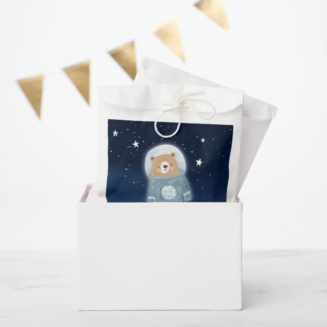 Blue Space Bear astronaut Baby Shower Favour Bags (Party)
