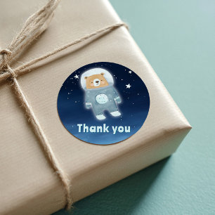Blue Space Bear Thank You Astronaut Square Sticker