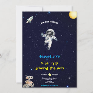 BLUE SPACE BIRTHDAY INVITATION