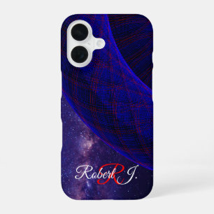 Blue Space Donuts Geometric iPhone 16 Case