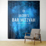 Blue Space Galaxy Bar Mitzvah Backdrop Tapestry<br><div class="desc">Modern space themed Bar Mitzvah backdrop tapestry in blue and black. This unique galaxy design is the perfect choice for the boy who loves outer space. Easily personalise for your event using the online template fields.</div>