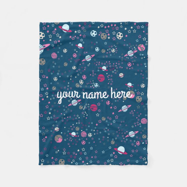 Blue Space Personalised Blanket (Front)
