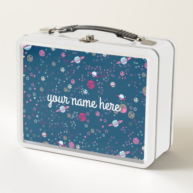 Blue Space Personalised Lunch Box (Front)