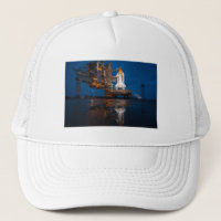 Blue Space Shuttle Spaceship on Launch Pad