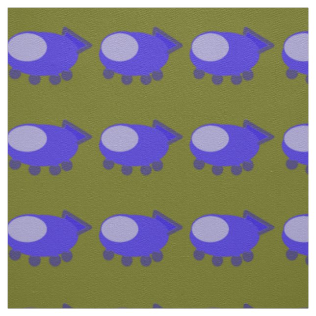 Blue Spaceship Fabric (Swatch)