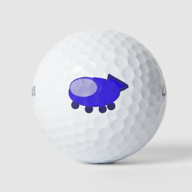 Blue Spaceship  Golf Balls (Front)
