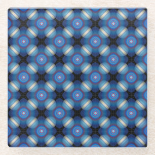 Blue Spacey Geometric Glass Coaster
