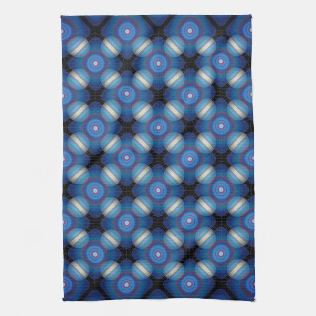 Blue Spacey Geometric Tea Towel (Vertical)